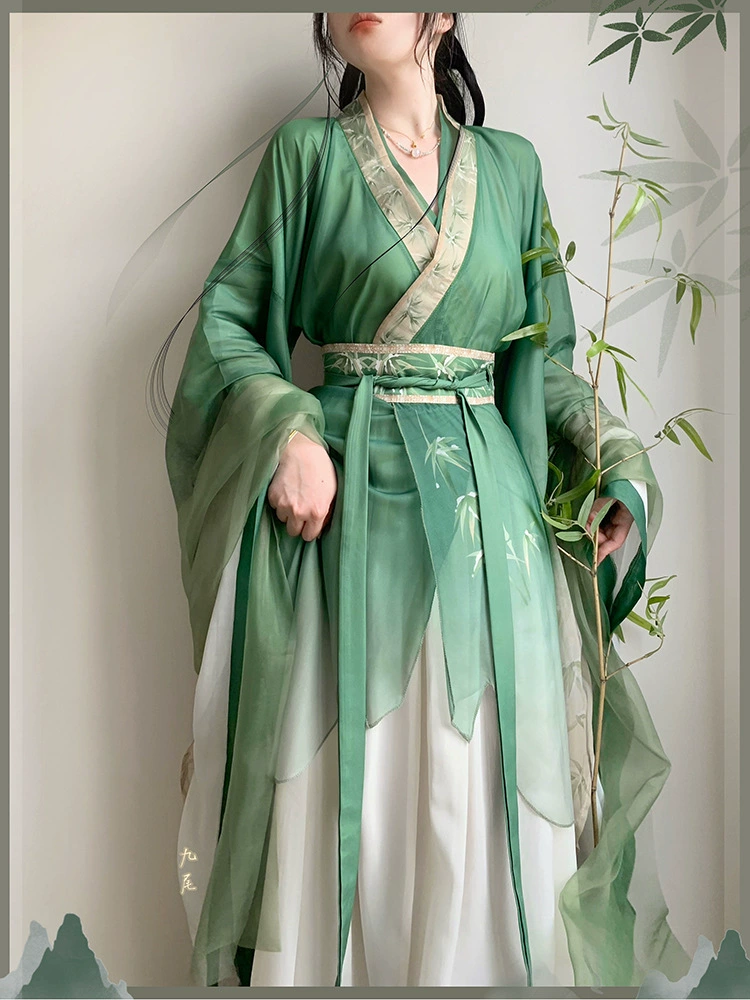 Комплект Ханьфу Wei Jinfeng Huaizhu, женские широкие рукава, многоярусная шифоновая юбка, размеры S–L