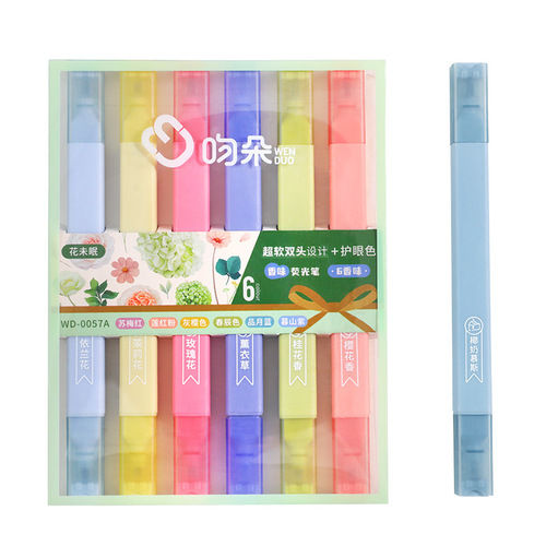 Scented double-ended highlighter ins girl's heart account watercolor pen student high-looking key boxed marker pen