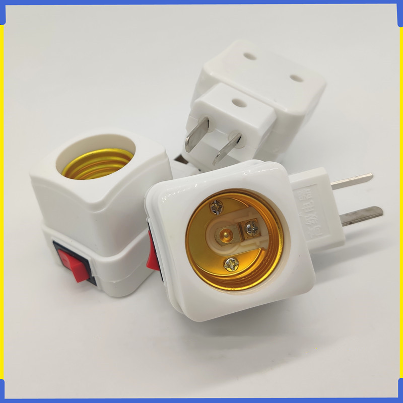 Home E27 lamp holder E30 cigarette screw-in plug wall switch with switch LED bulb adapter square socket
