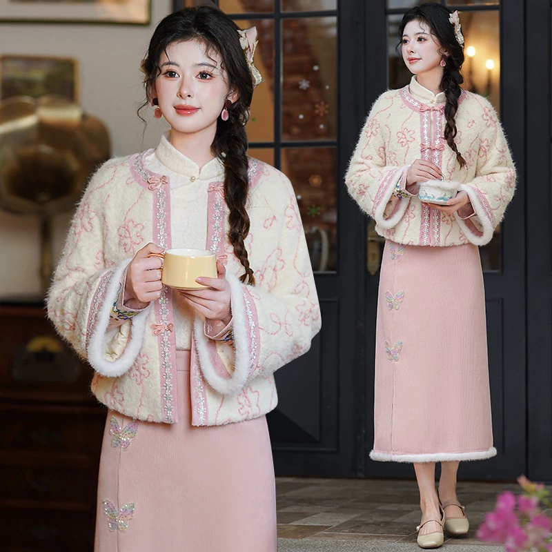 Реальная стрельба Новый китайский стиль улучшенный кардиган с пуговицами жаккард жаккард