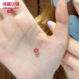 小桃花运项链女粉红温柔仙气小众设计感锁骨链气质高级感甜美饰品