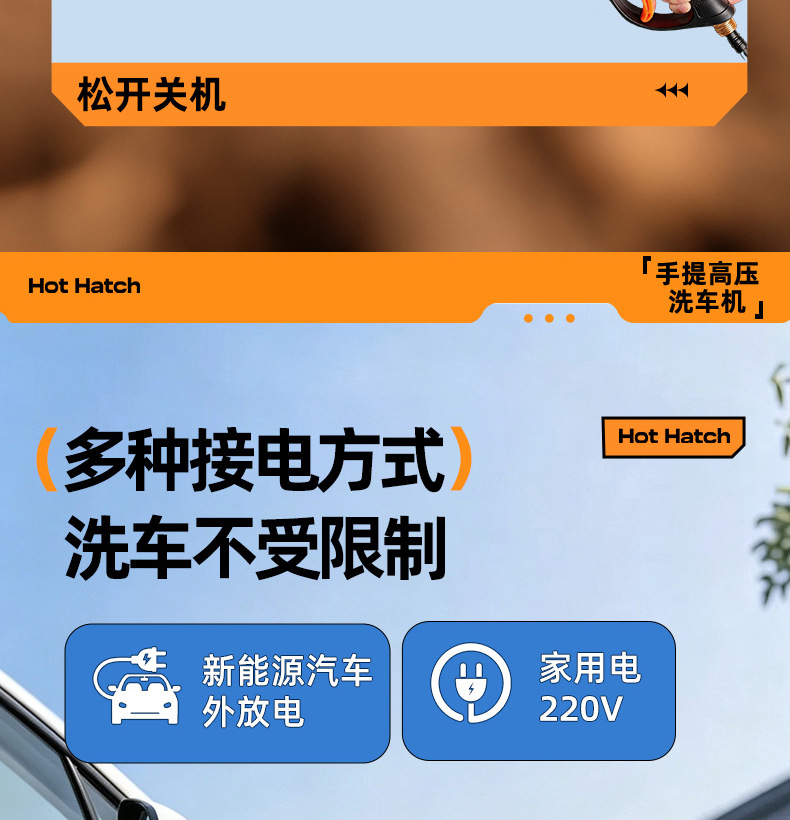 High-pressure car wash machine, suitable for home and commercial use, 220V, for cleaning farms and courtyards, with a powerful water gun and high-power water pump