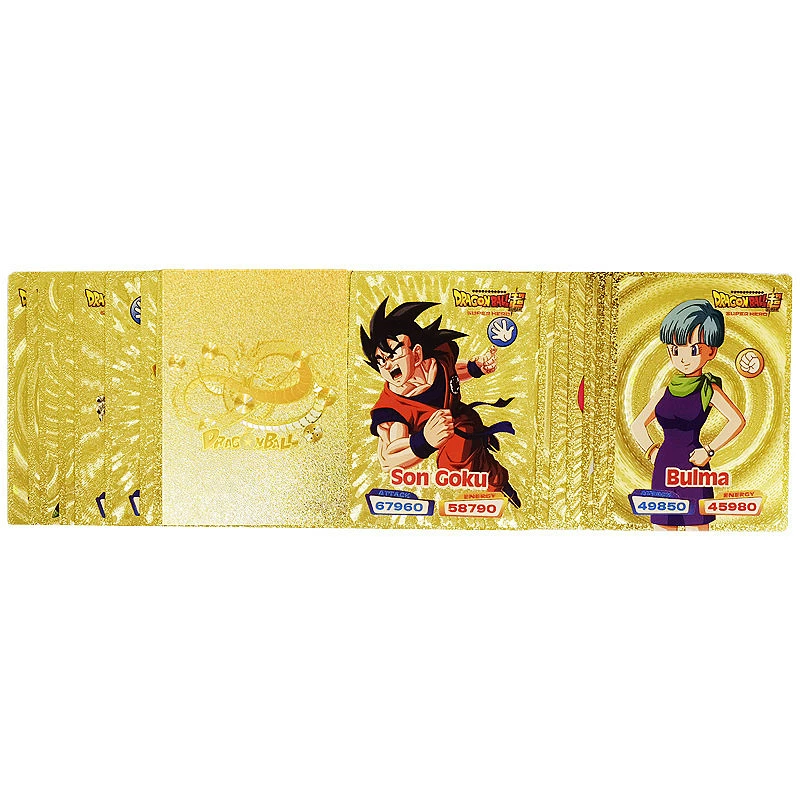 Новая версия коллекционных золотых карточек «Dragon Ball» 55 шт, английская версия, персонаж Гоку Супер Саян, золотая фольга, водостойкие