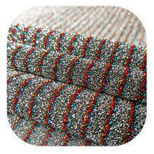 YZ金银亮丝针织汗布高跟鞋平底单鞋面料亮晶晶彩色多彩条纹厚线布