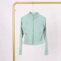 Crystal green gold zipper short jacket