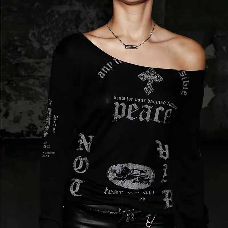 Badblood BCAC serie hacer vieja camiseta delgada impresión retro camiseta de manga larga camiseta de chica caliente superior