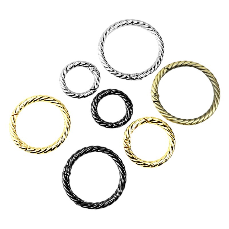 Multi-specification zinc alloy twist spring ring open ring metal buckle luggage hardware accessories spring buckle