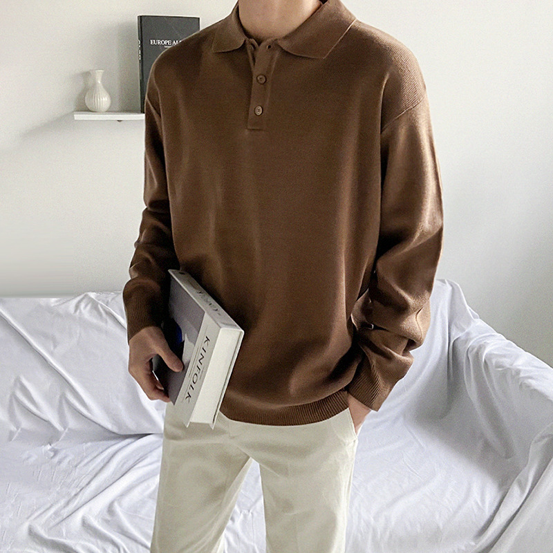 [Clearance] Spring and Autumn Lapel Sweater Men's Long Sleeve T-Shirt Casual Top Men's POLO Shirt Autumn Base Shirt