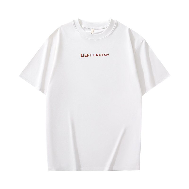 厚手の新しい夏のルーズコットン半袖Tシャツトレンディなブランドボーイズニッチデザイン快適なプリントTシャツ夏|undefined