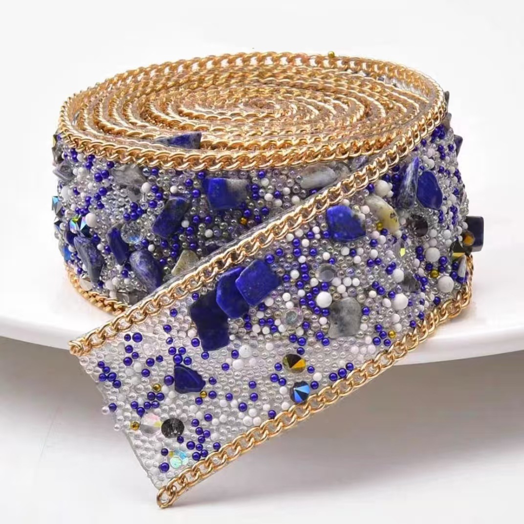 Selva de diamantes de imitación cosida a mano autoadhesiva, cadena de garra de grava, cinta, accesorios de ropa de bricolaje, accesorios, materiales decorativos, malla adhesiva trasera de cadena