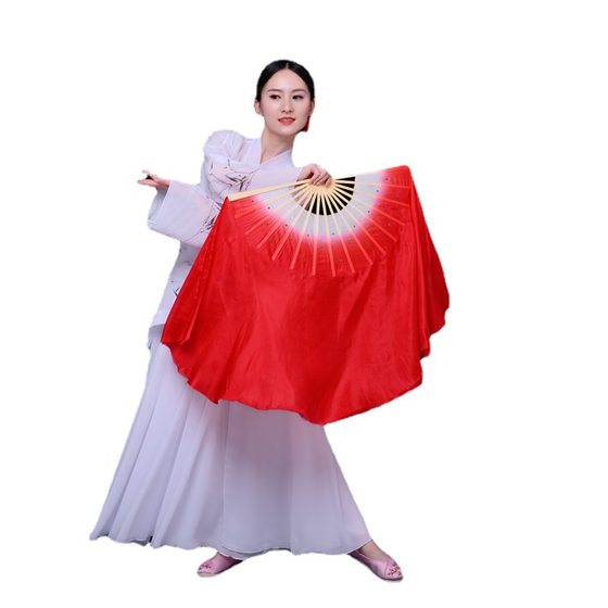 Silk Gradient red Chinese style dance imitation silk Jiaozhou adult children Yangko dance square dance fan