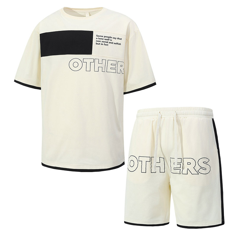 2025 nuevo estilo casual a juego de color manga corta cuello redondo camiseta pantalones cortos traje adolescente casual de dos piezas deportes y ocio