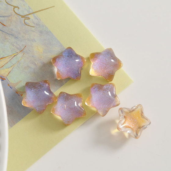 Starry sky feeling streamer magic color cute five-pointed star patch diy resin accessories ear accessories hairpin mobile phone case Wholesale