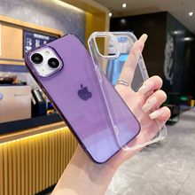 适用iPhone16大孔高透手机壳苹果14ProMax透明糖果色软壳小清新15