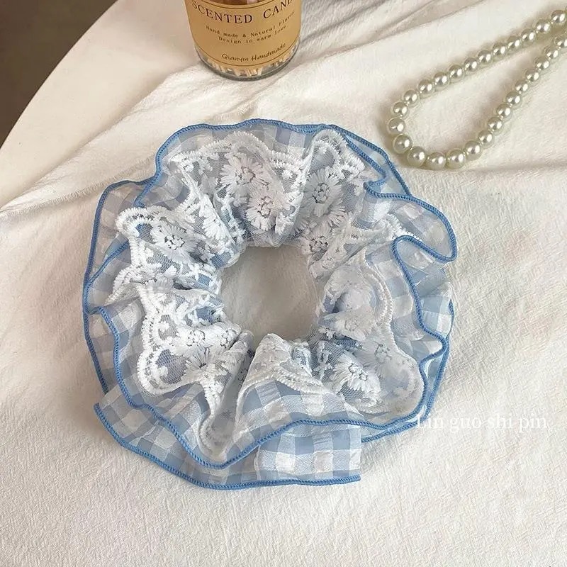 甜美清新蝴蝶结大肠发圈蕾丝花边新款马尾发绳少女头绳发饰批发|undefined