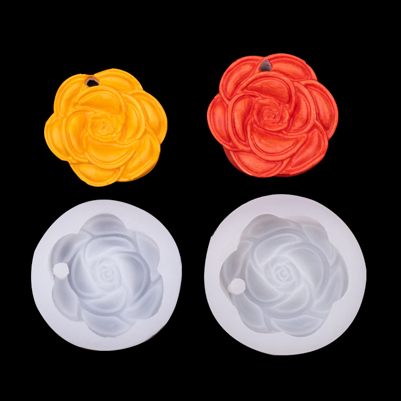 Rose forma simple molde de silicona con agujeros creativo para hornear accesorios bricolaje epoxi llavero yeso