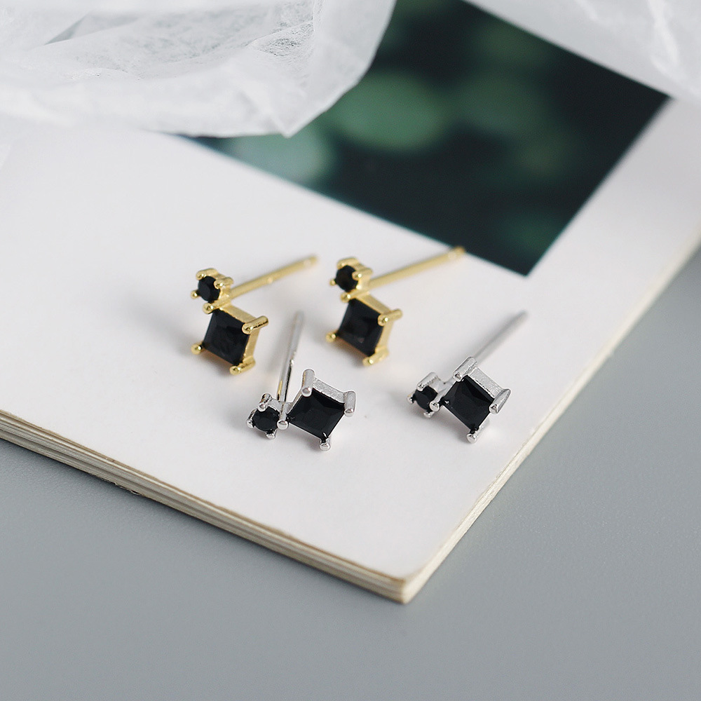 Fashion Geometric Sterling Silver Plating Zircon Ear Studs 1 Pair