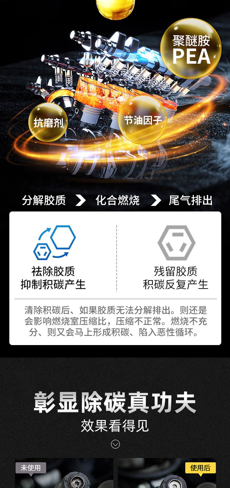 Imported Three-Way Catalytic Cleaner Fuel Additive Pea Carbon Deposit Removal Fuel Treasure Cleaner 120ml*6 Bottles