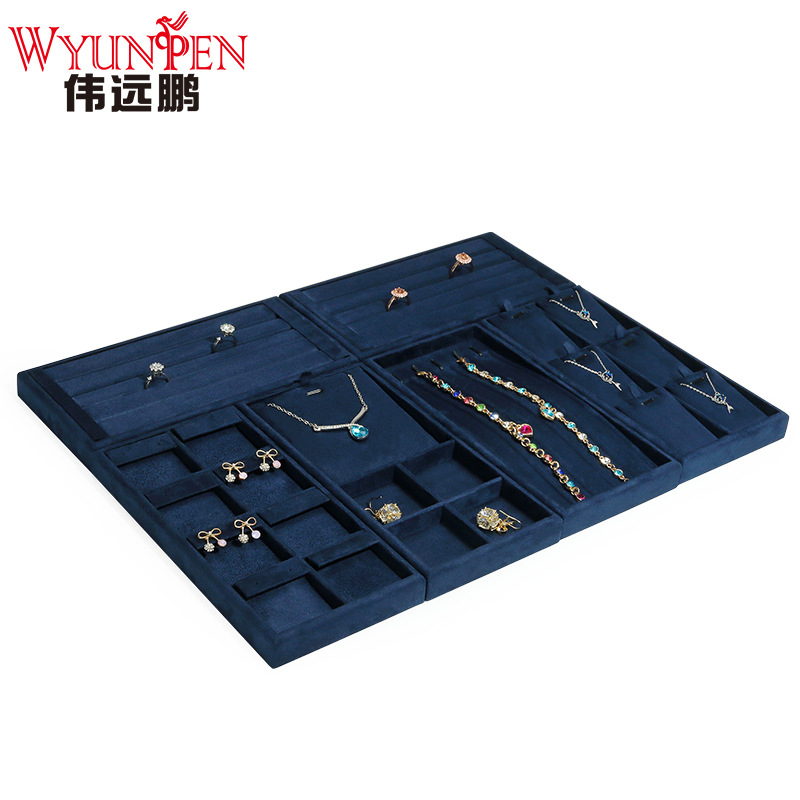 Weiyuanpeng Jewelry Prop Metal Tray Necklace Ring Accessories Storage Display Blue Inspection Plate