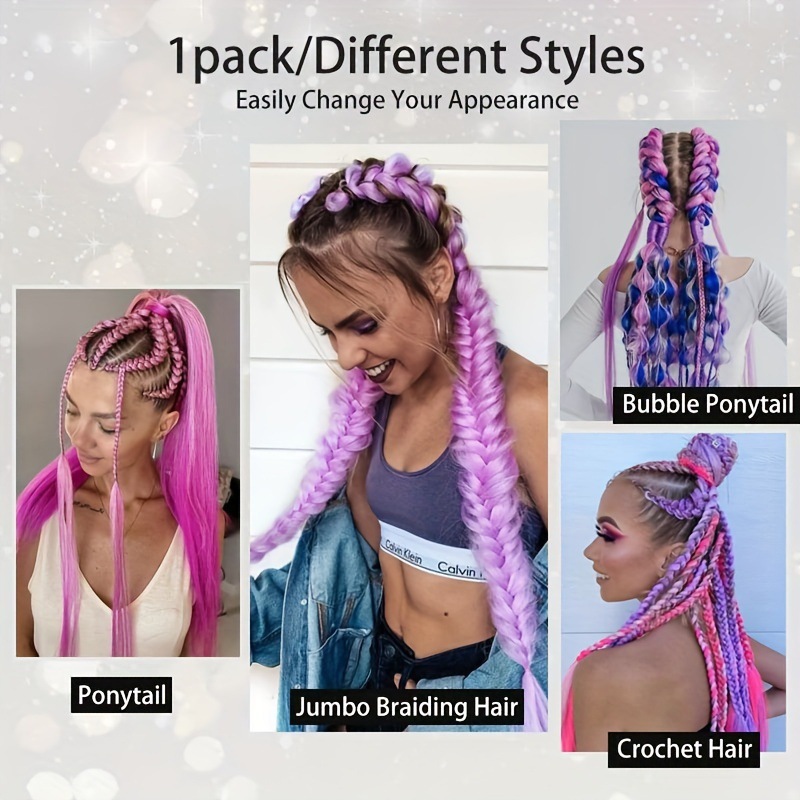 2 piezas de paquete de niños niñas pelucas de cola de caballo elásticas de boxeo trenzas de cuerda elástica de color trenzas de cabello extensiones de pelo