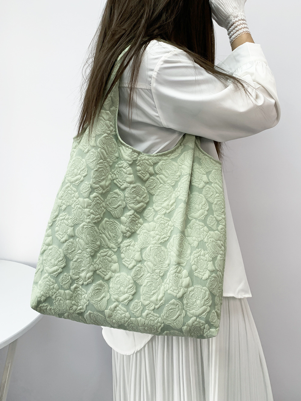 Bolsa de lona bordada bolsa de compras de malla bolsa de verano estudiante artístico clase de viaje Calle tiro bolsa de mano entrega de una pieza