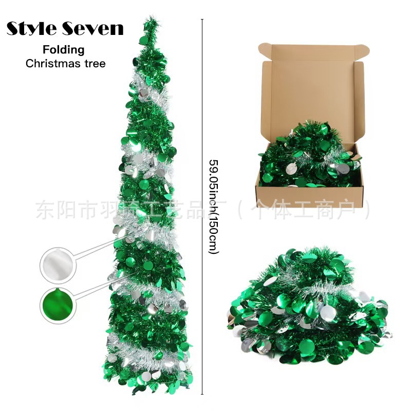 Cross-Border Exclusive 150cm Foldable Christmas Tree Two-Tone Spiral Christmas Tree Party Atmosphere Decoration Props