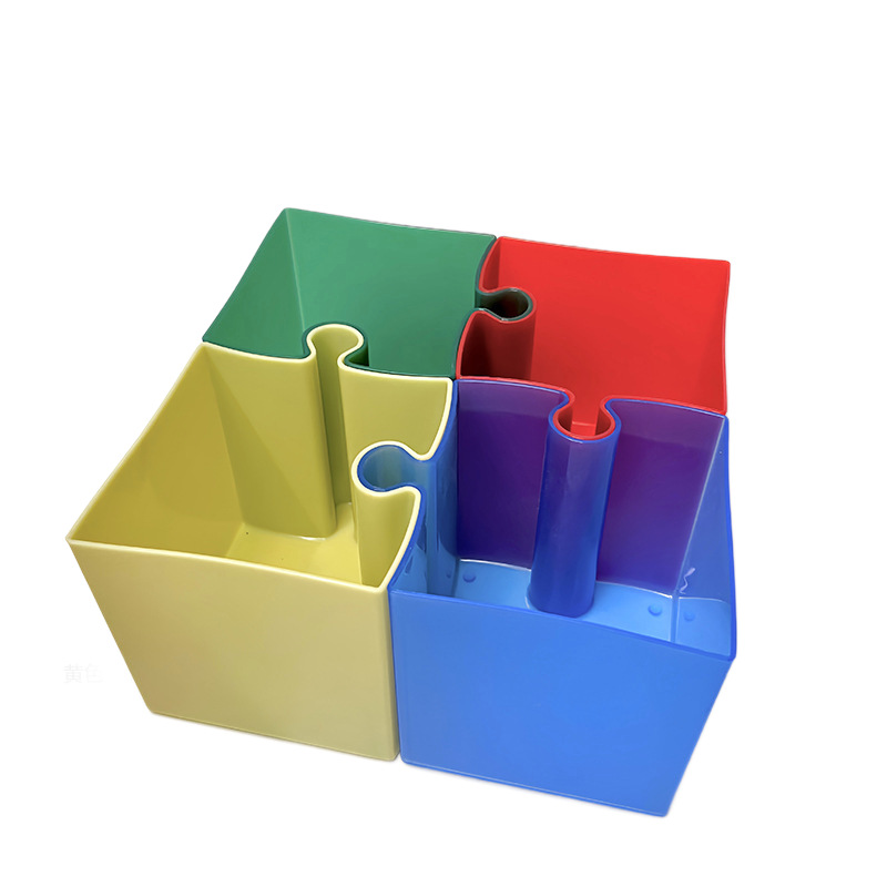 Caja de escritorio de rompecabezas creativo, caja de almacenamiento de papelería, jardín de infantes, escritorio de escritorio de oficina, soporte de lápiz simple avanzado