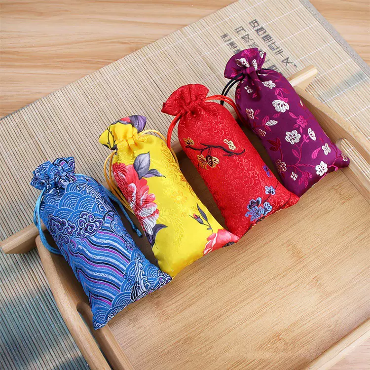 端午节织锦缎香包牛角梳袋刮痧板锦囊袋束口抽绳珠宝饰品手链包装
