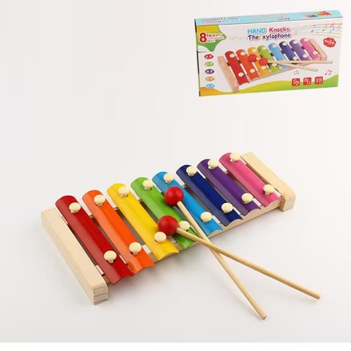 Wooden eight-note hand-knocking piano for infants and young children early education baby educational musical instrument toy 1-2-3 years old small xylophone 0