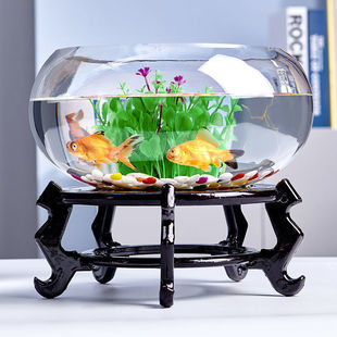 Creative Fish Tank Living Room Home Landscaping Tank Ultra-White Transparent Glass Fish Tank Round Goldfish Turtle Tank Hydroponic Vessel