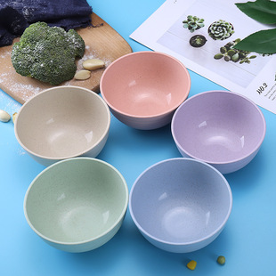 Wheat Straw Small Bowl Scandinavian Household Food Bowl Kindergarten Kidsren's Rice Bowl Plastic Bowl Cute Gift Tableware Bowl