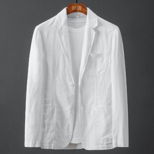 Solid Color Linen Suit for Men in Spring and Summer for Young and Middle-Aged People, Slim Casual Business Thin Breathable Single Suit Comfortable Jacket for Men