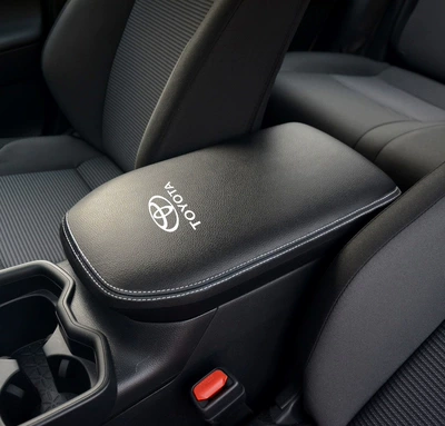 Armrest box Weilanda Central Armrest Box Cover - 2020-rongfang-rav4-black-leather-grey-line-marked