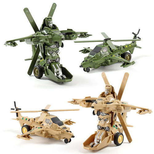Impact deformation toy children's inertia deformation robot military helicopter model boy toy stall supply