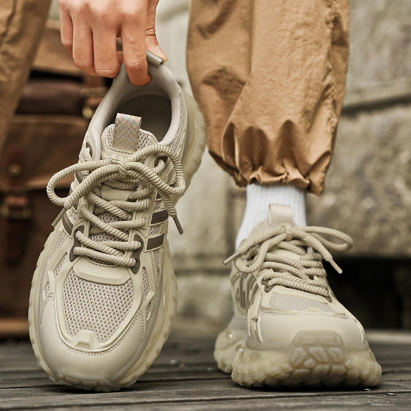 Personalidad de verano para hombres, suela de palomitas de maíz, malla, zapatos de papá transpirables, zapatos deportivos para correr para hombres de moda, zapatos pegajosos para hombres