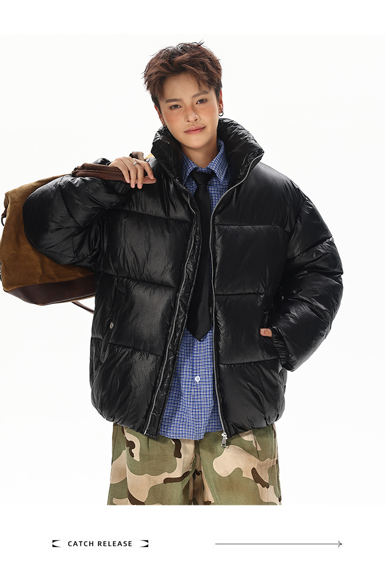 Nylon-Baumwollwattierte Kleidung für Damen und Herren, lockere Baumwollwattierte Jacken, Brotkleidung, Stehkragenjacken für Herren_voghion.com