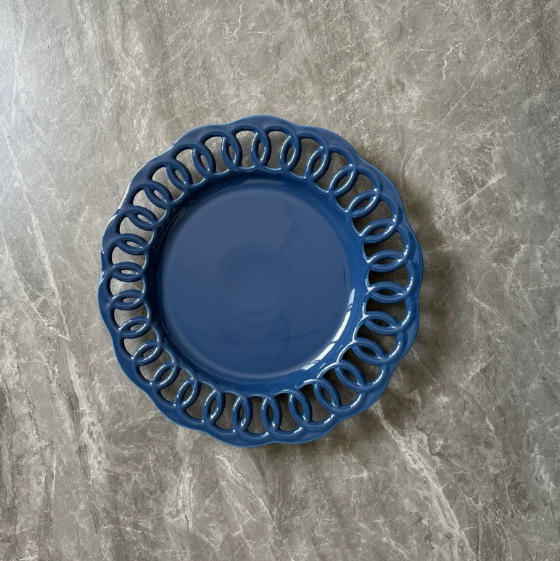 13inch 레이저 컷 블루 얕은 접시