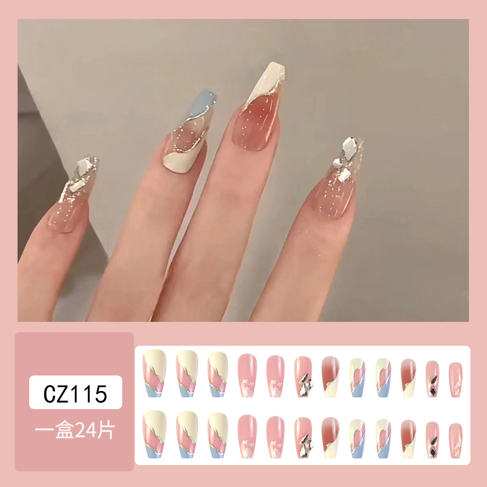 Uña hecha a mano personalizada Uña de lujo ligera mariposa perforación de uñas piezas de uñas dulces parches de uñas falsas al por mayor
