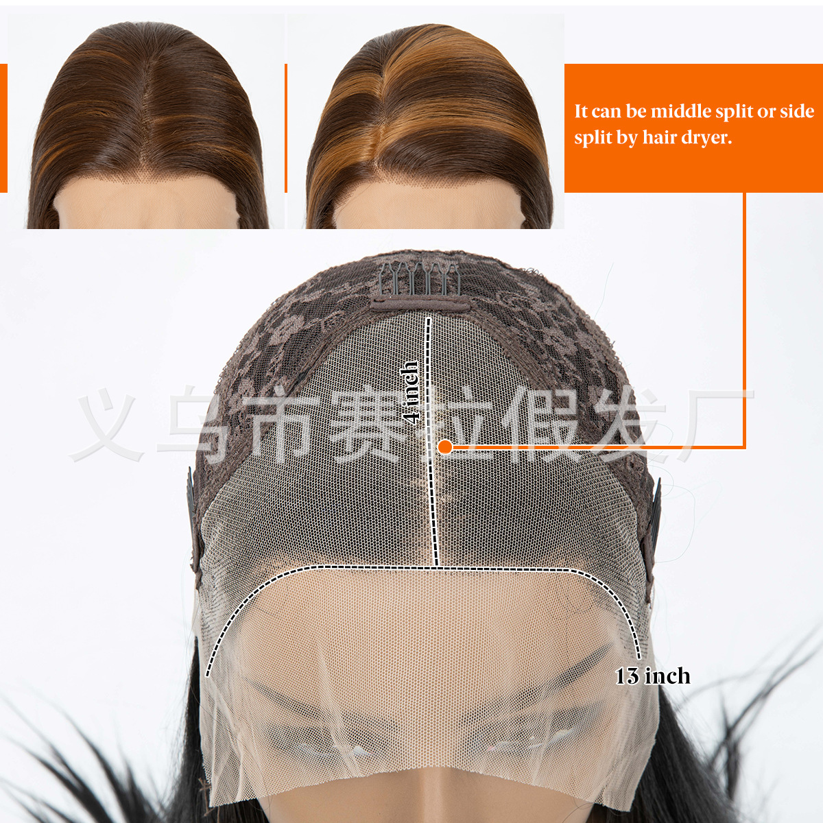 Venta directa de fábrica, peluca sintética con frente de encaje, estilo europeo y americano, cabello largo y liso para mujer, peluca realista, comercio exterior transfronterizo de Amazon
