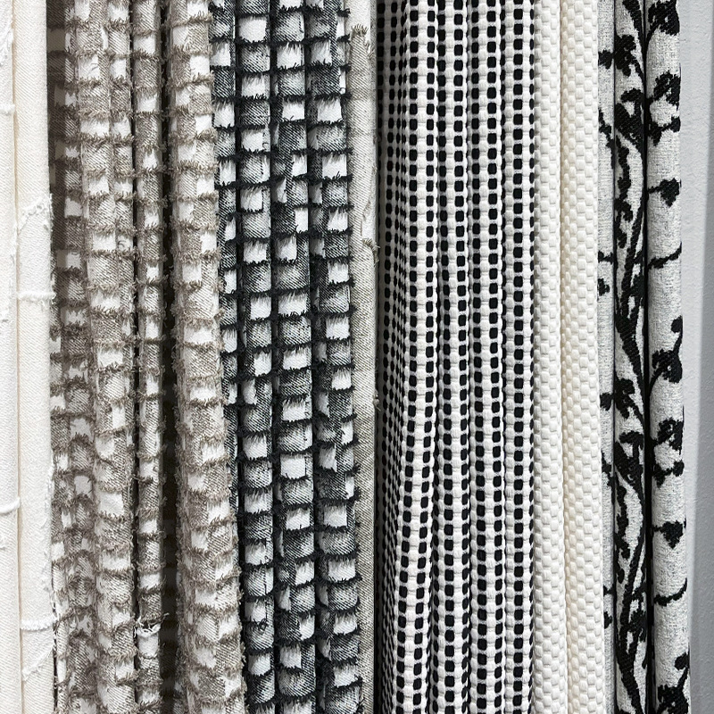 2025款上海艺展提花布样板房1400克窗帘面料搭配抱枕布靠垫布布艺