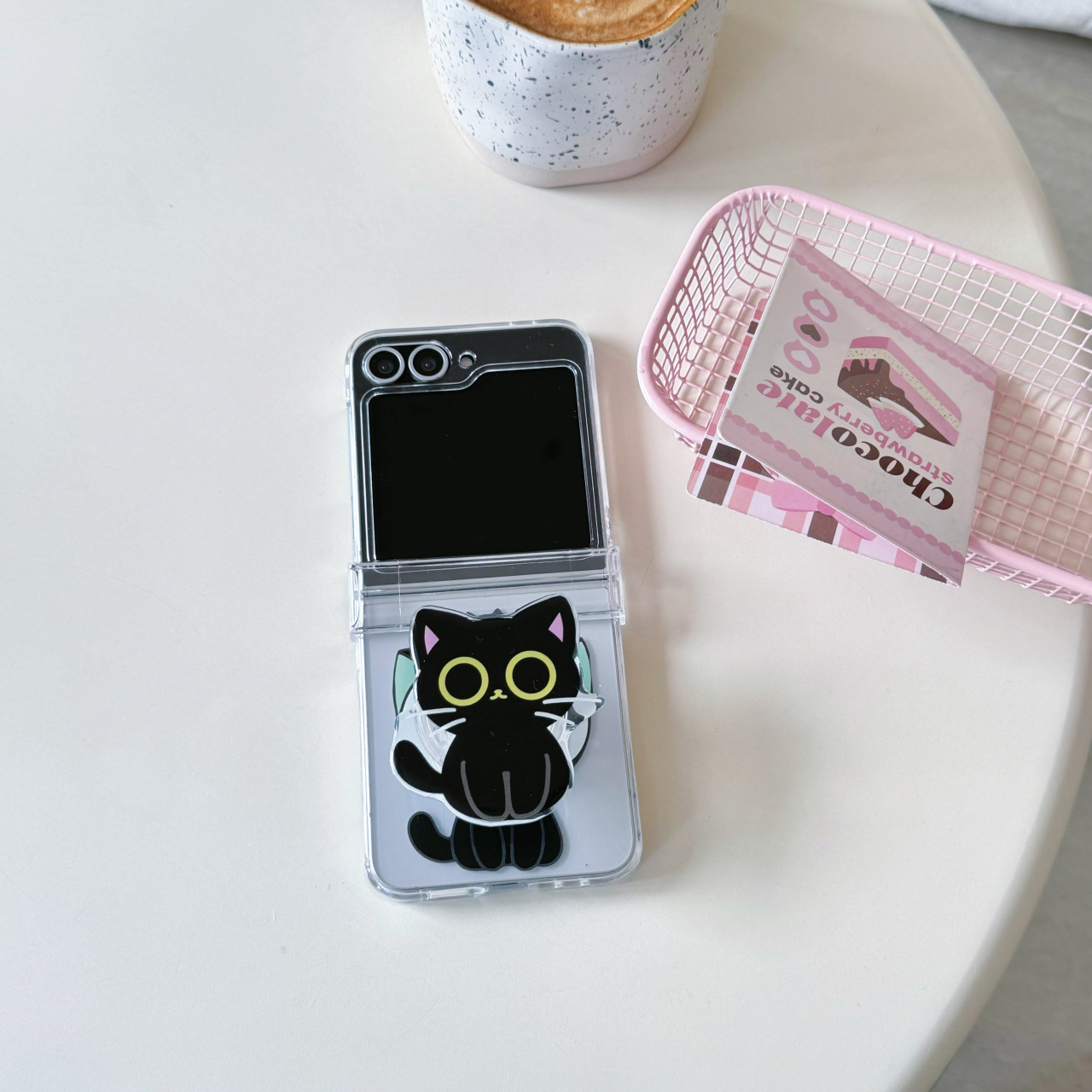 Cute Black Cat Phone Case For Samsung Galaxy Z Flip Series_voghion.com
