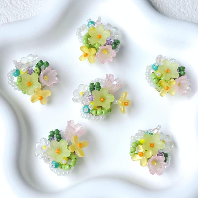 グリーンフィールド織りスズランフラワーライスビーズフラワークラスター手作りイヤリング頭飾り靴花バッグブローチ diy ジュエリーアクセサリー|undefined