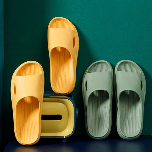 Summer slippers for women, soft thick soles, men's home non-slip bathroom bath EVA home slippers with poop feeling for couples