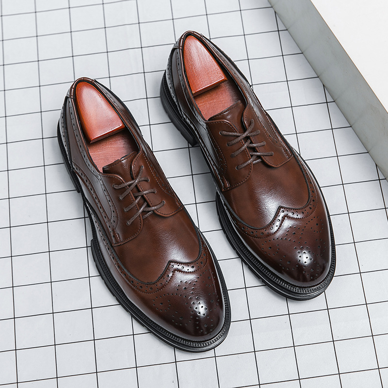 Zapatos de hombre de gran tamaño transfronterizo, zapatos de cuero de color pulido, moda de hombre, bloco tallado, zapatos de negocios, zapatos de boda, novio image 10
