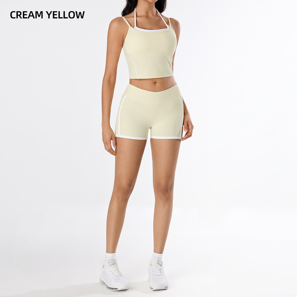 Yoga desnudo chaleco de mujer nuevo cintura alta hip running pantalones de entrenamiento elástico ajuste conjunto de ropa de entrenamiento