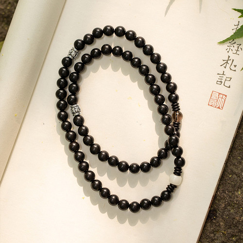 108-Bead Ebony Buddha Prayer Bracelet, Sandalwood, Vintage Style, Personalized Unisex Multi-Turn 8mm Bangle— New Arrival in Chinese Traditional Design