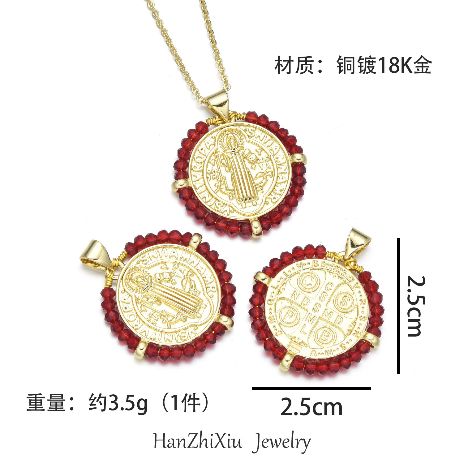 Europa y los Estados Unidos transfronterizos nuevos collares redondos de color de la Virgen María de moda retro collar de perlas geométricas joyas para mujeres