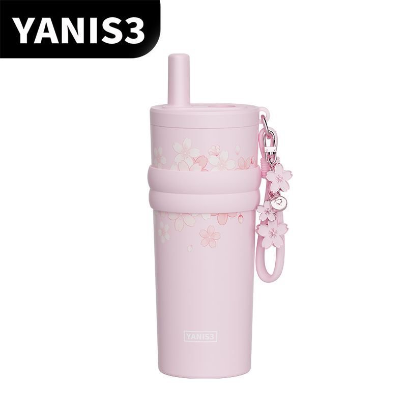 YANIS3 大容量保温保冷水筒 男女兼用カップ 高颜值 誕生日プレゼント ストロー付き保冷カップ 水筒|undefined