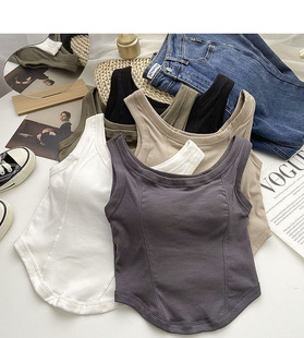 Solid color summer tank top, fitted top with cups, T-shirt sleevless, city style