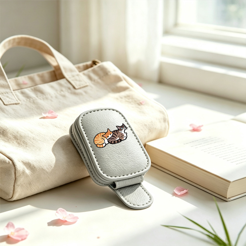 Gray cross-border bestseller sunglasses holder, creative car sun visor storage, cat-shaped car glasses clip
